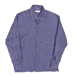 Ermenegildo Zegna Dress Shirt Italy Purple Check Long Sleeve Cotton 17.5 XL